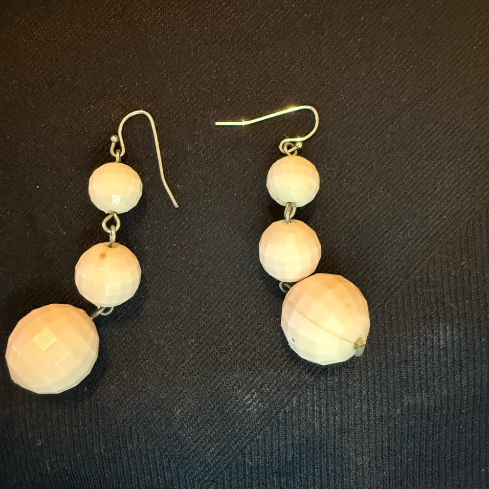Cream Beaded Earrings